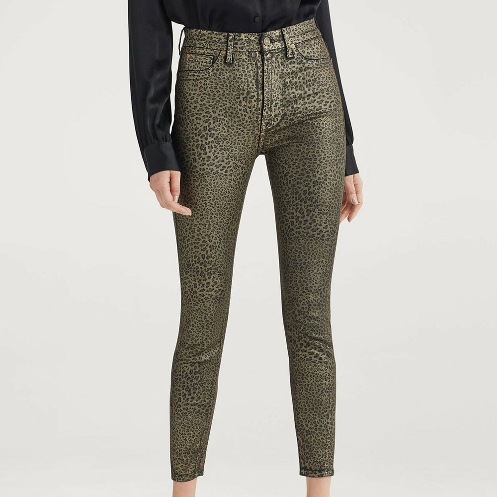 7 For All Mankind Women's Coated Metallic Leopard Super Skinny Jeans Size 26